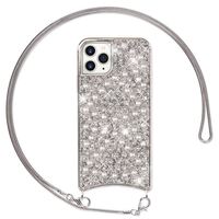 NALIA Glitzer Handyhülle mit Kette für iPhone 11 Pro Max, Slim Necklace Cover Case Silber
