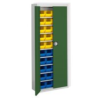 Storage cupboard with open fronted storage bins
