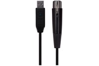 XLR Female Microphone Line Socket Connector to USB-A Cable - Black, 5m