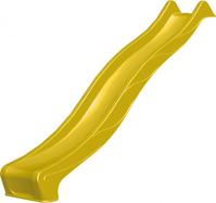 Glijbaan houten speeltoestellen geel, HDPE, platvormhoogte 150cm met vooruitstekend deel voor eenvoudige aanleg op platvorm speeltoestel / speeltoren, inbouwbreedte 41cm, CE gecertificeerd en daarmee goedgekeurd voor kinderen