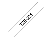 G&G Schriftband / laminiert / schwarz auf weiß / 9mm x 8m ersetzt tze-221