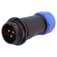 Plug; SP21; male; PIN: 3; IP68; 7÷12mm; 30A; soldering; for cable