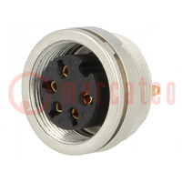 Connector: M16; socket; female; soldering; PIN: 5; 5A; 250V; IP40