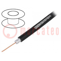 Wire: coaxial; RG6; solid; Cu; PE; black; 250m; Øcable: 6.91mm
