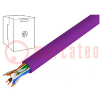 Cable; U/UTP; 4x2x23AWG; 6; hilo; Cu; LSZH; violeta; 305m; CPR: Eca