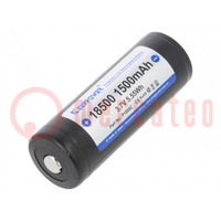 Accu: Li-Ion; 18500; 3,7V; 1500mAh; Ø18,5x53mm; 3A