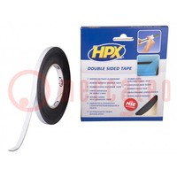 Tape: fixing; W: 9mm; L: 10m; Thk: 1mm; double-sided; acrylic; black
