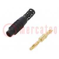 Plug; 2mm banana; 10A; 30VAC; 60VDC; black; Connection: soldered