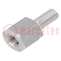 Screwed spacer sleeve; 5mm; Int.thread: M2,5; Ext.thread: M2,5