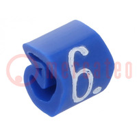 Jelölések; Jelölés: 6; 1,3÷3mm; PVC; kék; -30÷80°C; THT; CLI C; H: 3mm