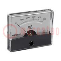 Ampermérő; panelre; I DC: 0÷500mA; Osztály: 2,5; 60x47mm