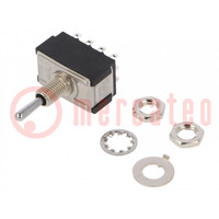 Switch: toggle; Pos: 3; 4PDT; ON-ON-ON; 6A/125VAC; 6A/6VDC; MTA; 20mΩ