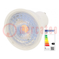 LED lamp; warm white; GU10; 220/240VAC; 480lm; P: 6.5W; 38°; 3000K