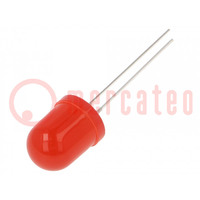 LED; 10mm; rosso; 1120÷1560mcd; 30°; Frontale: convesso; 5V