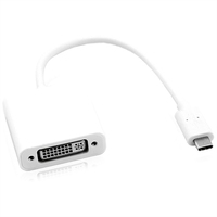 ROLINE 12.03.3205 adaptador de cable de vídeo 0,1 m USB Tipo C DVI-D Plata, Blanco