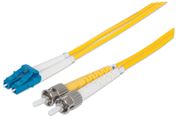 Intellinet Fiber Optic Patch Cable, OS2, LC/ST, 2m, Yellow, Duplex, Single-Mode, 9/125 µm, LSZH, Fibre, Lifetime Warranty, Polybag