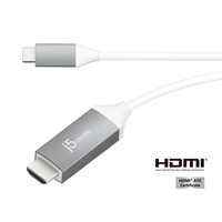 j5create JCC153G kabel HDMI 1,5 m HDMI Type C (Mini) HDMI Typu A (Standard) Szary, Biały