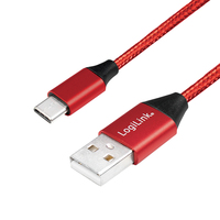 LogiLink CU0147 USB Kabel 0,3 m USB 2.0 USB A USB C Rot