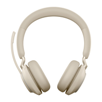 Jabra Evolve2 65, MS Stereo Zestaw słuchawkowy Bezprzewodowy Opaska na głowę Biuro/centrum telefoniczne USB Typu-A Bluetooth Beżowy