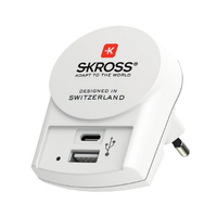 Skross PRO+ USB (A+C) World ohne CH/I adaptateur prise d'alimentation Universel Blanc