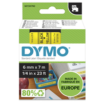DYMO D1 etichette originali | Rotolo da 6 mm x 7 m | stampa nera su giallo | etichette autoadesive per etichettatrice LabelManager | 1 Pezzo