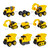 Relaxdays Baustellenfahrzeuge Kinder, Bagger Spielzeug im 4er Set, Schraubendreher mit 3 Aufsätzen, ab 3 Jahre, gelb