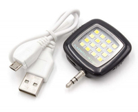 Luz para selfies externa, lámpara negra con 16 LED y batería integrada