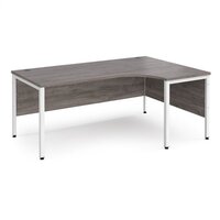 Maestro 25 right hand ergonomic desk 1800mm wide - white bench leg frame and gre