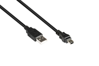 Anschlusskabel USB 2.0 Stecker A an Stecker Mini B 5-pin, schwarz, 5m, Good Connections®