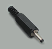 DC Stecker mit Knickschutz, Innen-Ø 1,7 mm, Außen-Ø 4 mm, schwarz