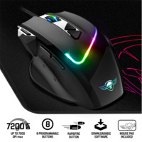 Spirit of Gamer Spirit of Gamer Egér - PRO-M3 RGB (Optikai, 7200DPI, 8 gomb, súlyozható, harisnyázott kábel, fekete) + egérpad