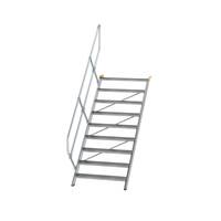 Treppe 45° Stufenbreite 1000 mm, 9 Stufen, Aluminium geriffelt