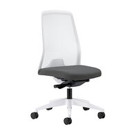 Krzesło obrotowe dla operatora EVERY, oparcie siatkowe, białe