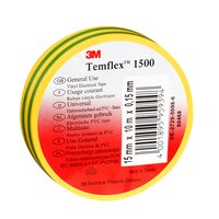3M™ Temflex™ 1500 Vinyl Elektro-Isolierband, Gelb-Grün, 15 mm x 25 m, 0,15 mm