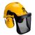 3M™ G22D Kopfschutz-Kombination 22DY515B in gelb mit H510P3E Kapseln, Pinlockverschluß, Visier 5B Polyamid, Lederschweißband und KWF-Logo