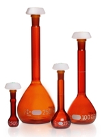 500ml Volumetric flask DURAN® amber glass class A white graduated
