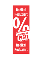 Suspension au plafond / bannière suspendue / bannière d'information "Radikal Reduziert" (Réduction radicale)