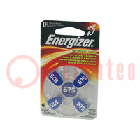 Battery: zinc air (ZnO2); 1.4V; AC675,coin,R1154; 635mAh; 4pcs.