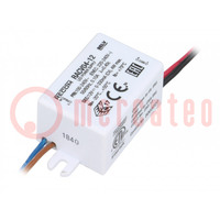 Power supply: switching; LED; 4W; 12VDC; 330mA; 90÷264VAC; IP65