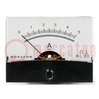 Amperometro; sul pannello; I DC: 0÷5A; Classe: 2; Res.ohm.int: 12mΩ