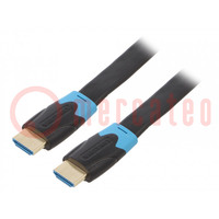 Kábel; HDMI 1.4; HDMI dugó,kétoldalas; PVC; 8m; fekete; 28AWG