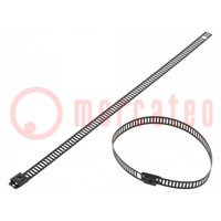 Cable tie; L: 200mm; W: 7mm; stainless steel AISI 304; 445N; black