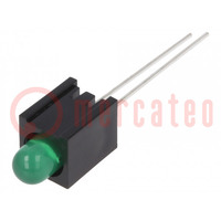 LED; dans un boîtier; vert; 5mm; Nb.de diodes: 1; 20mA; 60°