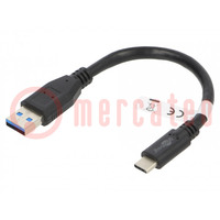 Kabel; USB 3.0; USB A-Stecker,USB C-Stecker; 0,15m; schwarz