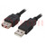 Cable; USB 2.0; USB A socket,USB A plug; 3m; black; Core: Cu