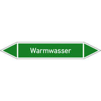 Rohrleitungskennzeichnung/Pfeilschild Gruppe1 Wasser(grün),selbstkl. 12,6x2,6cm Version: P1432 DIN 2403 - Warmwasser P1432
