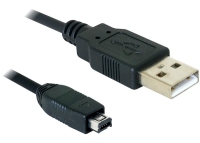 DeLOCK USB cable 2.0 mini 4-Pin Hirose 1,5m USB-kabel USB A USB B Zwart