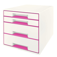 Leitz WOW Cube scatola per la conservazione di documenti Polistirolo Rosa, Bianco