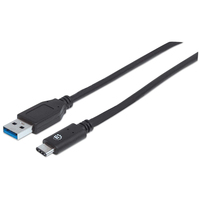 Manhattan USB 3.1 Typ C Gen2-Kabel, Typ A-Stecker auf Typ C-Stecker, 10 Gbit/s, 0,5 m, schwarz