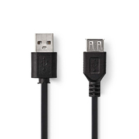 Nedis CCGP60010BK02 USB-kabel 0,2 m USB 2.0 USB A Zwart